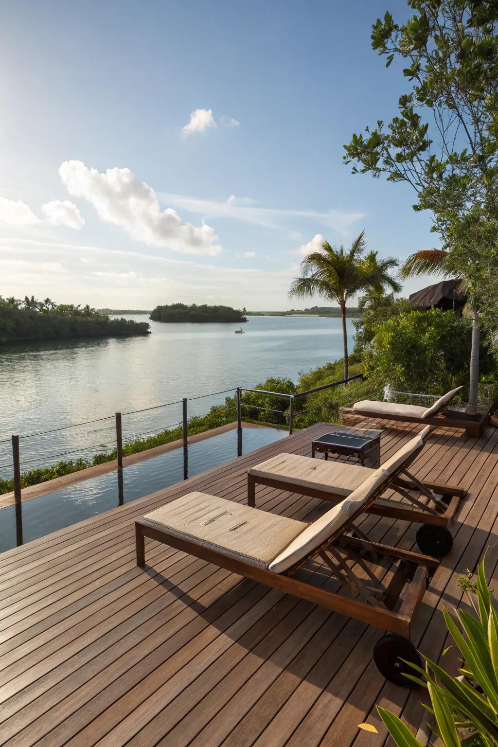 An ipe deck enhances the waterfront experience.