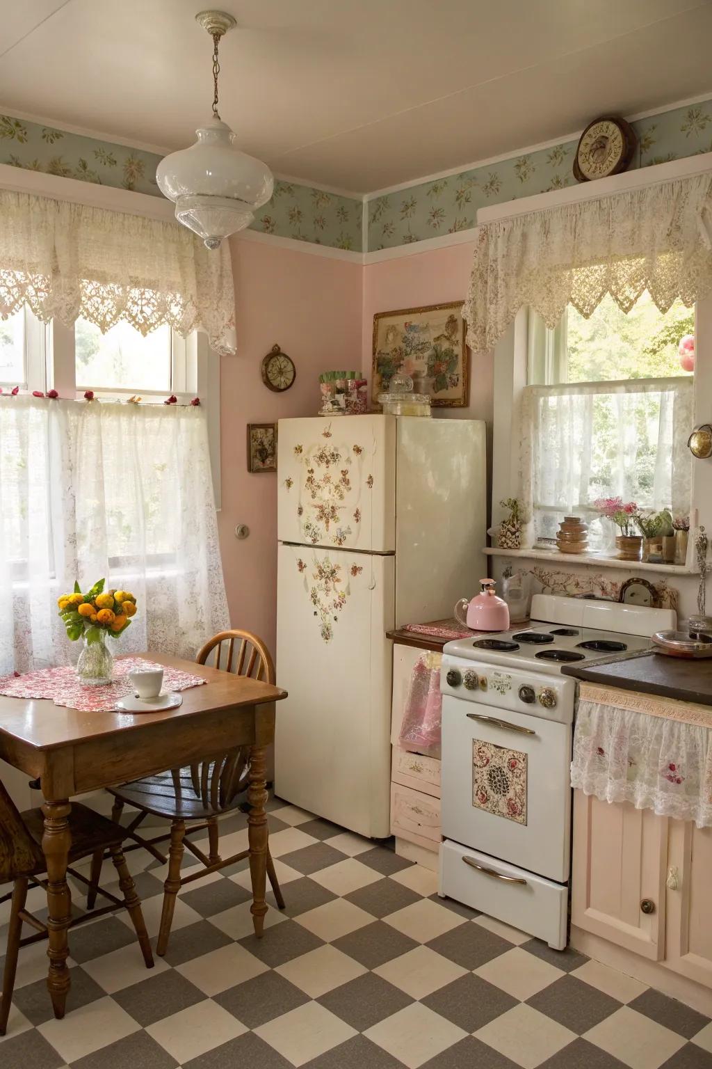 Balloon shades bring vintage charm to your kitchen.