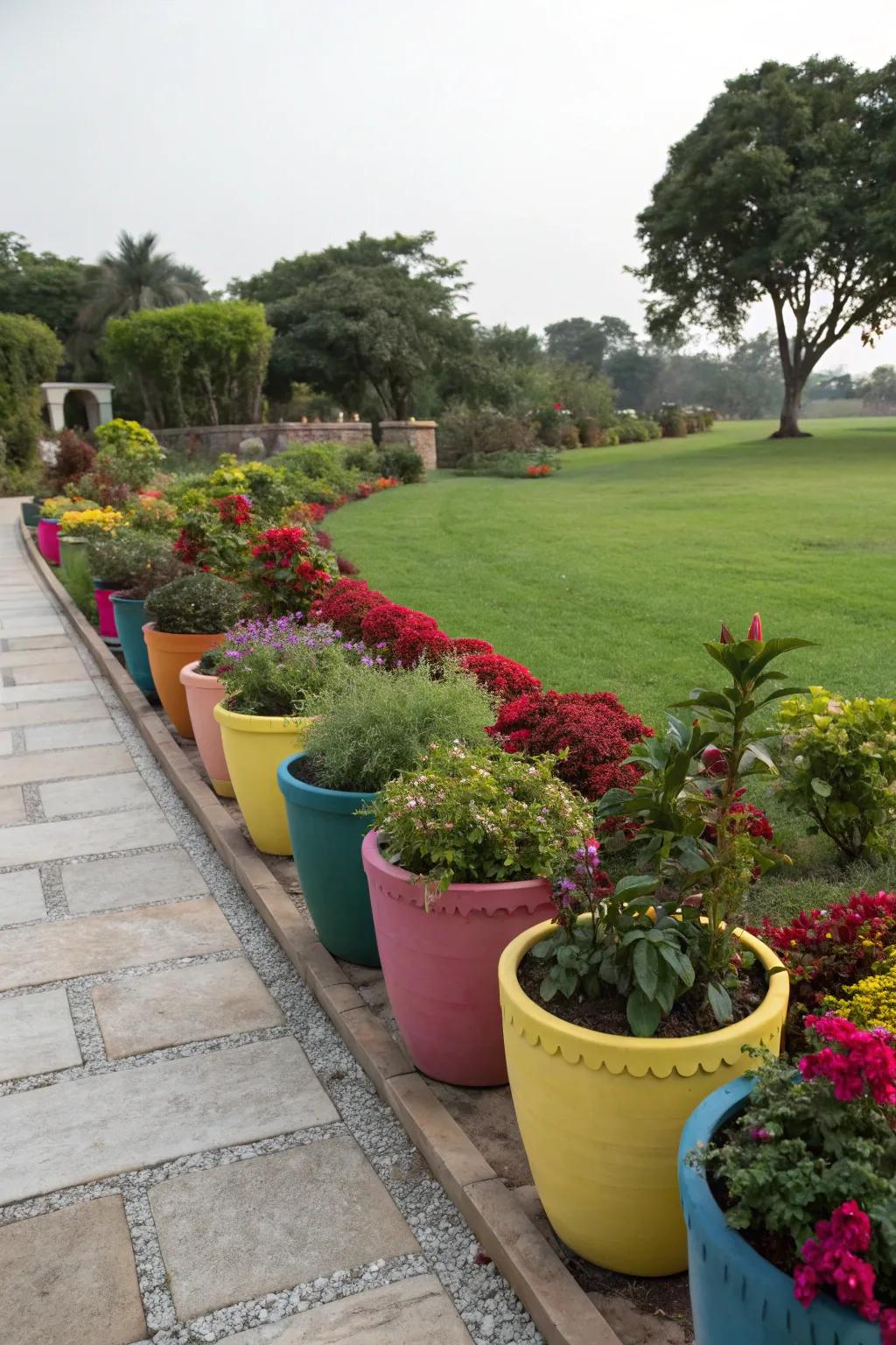 Demarcate your garden with exquisitely arranged pot borders.