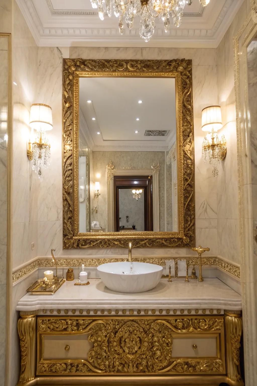 Gilded edges contribute an element of opulence and refinement to mirrors.