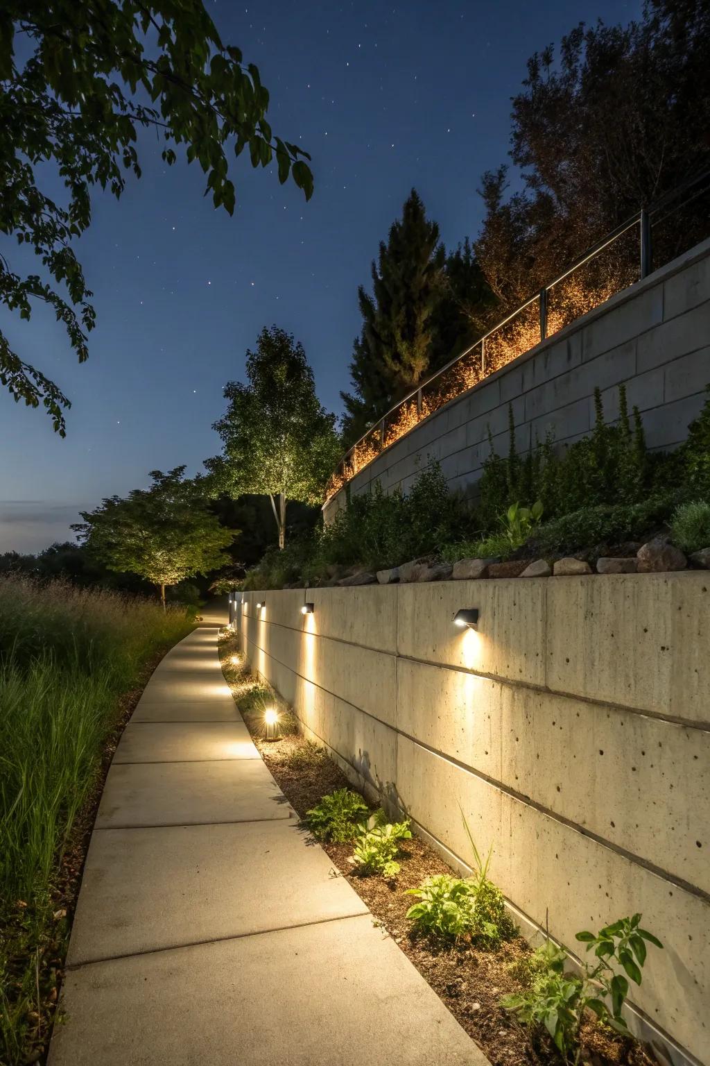 Rockface featuring integrated lighting for a magical night garden.