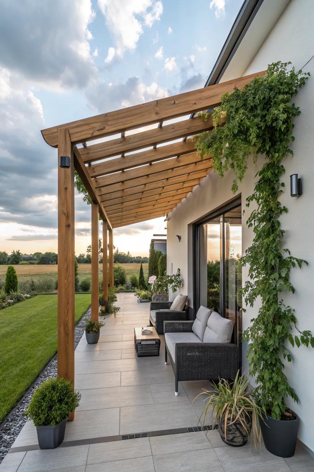 Covered spaces make contemporary porches comfortable in any weather.