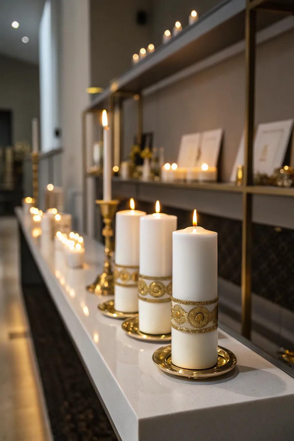 Candles casting a warm and luxurious luminescence.