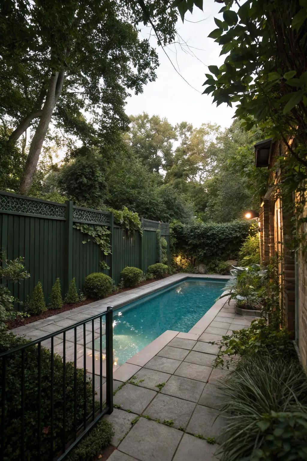 A secluded pool area designed for privacy and peace.