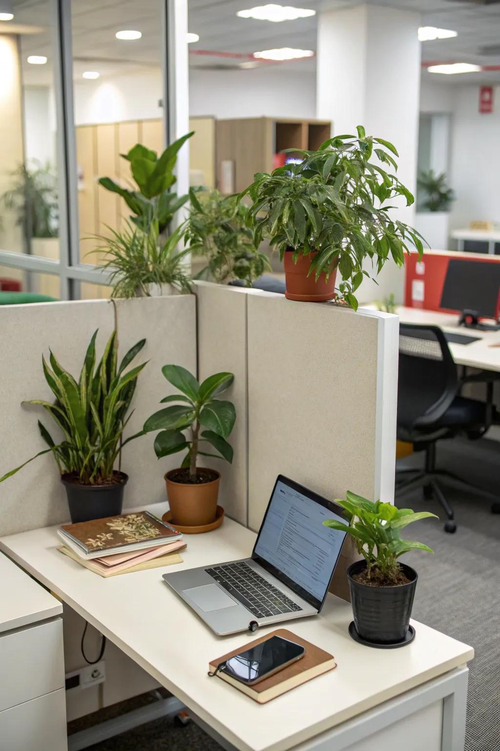 Enhance your workspace with greenery for a hint of nature.