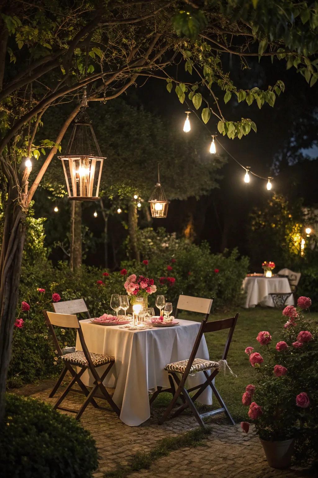 Create a romantic ambiance with lantern-lit evenings.