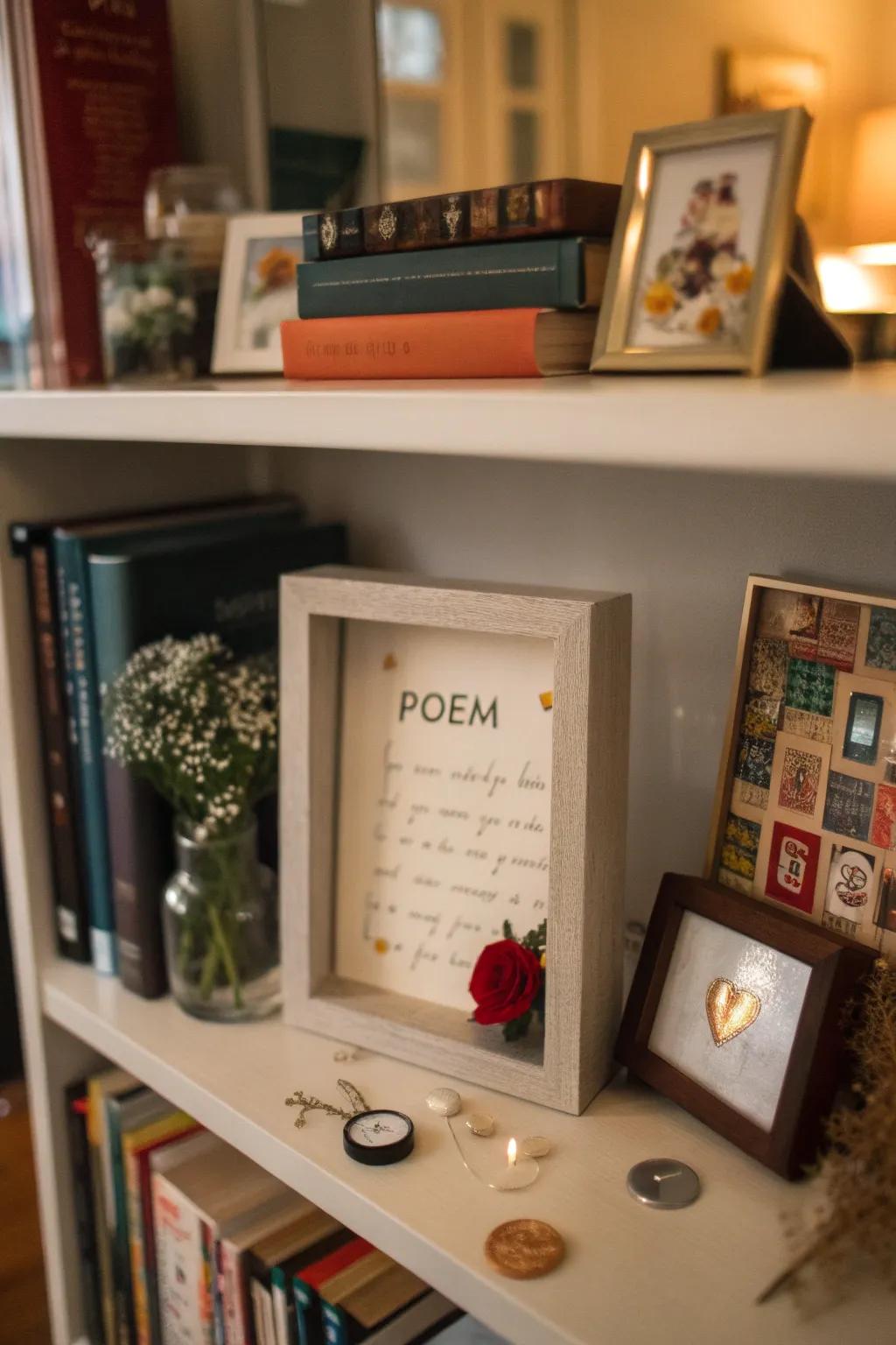 Shadow boxes present a multi-dimensional means of showcasing poems.