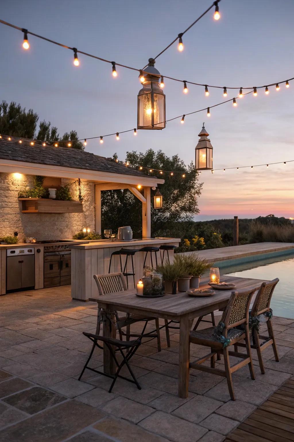 Ambient lighting that amplifies the evening mood.