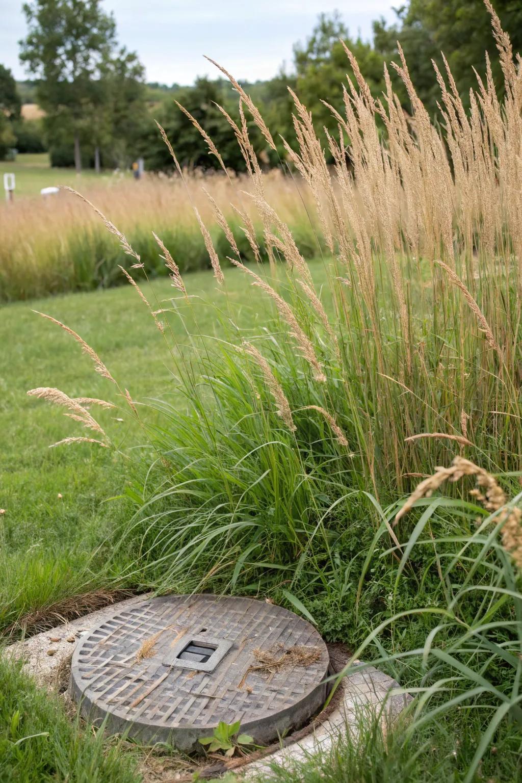 Tall grasses offer a natural, flowing cover.