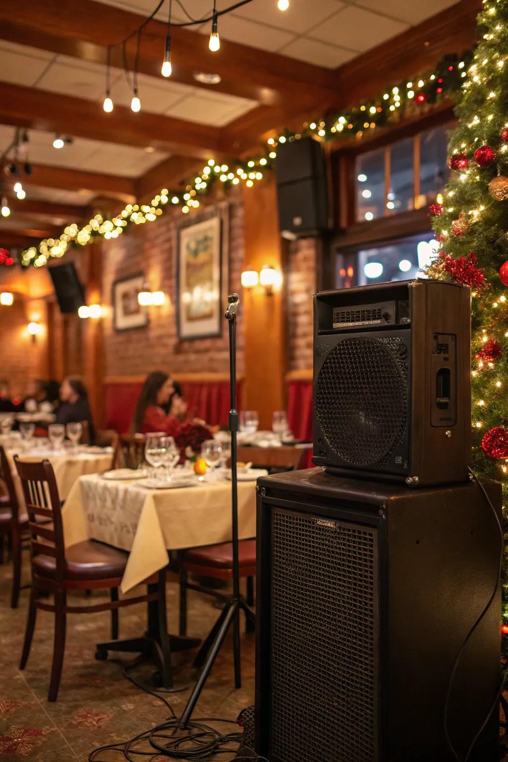 Music that fills the air with festive joy.