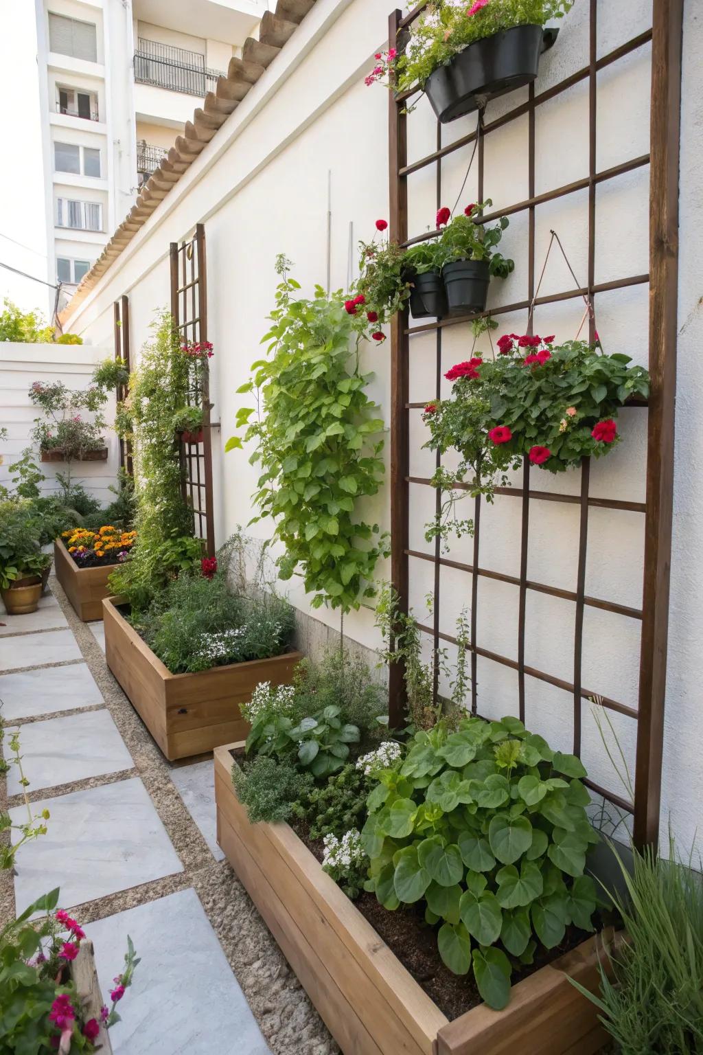 Vertical gardening solutions for compact garden spaces.