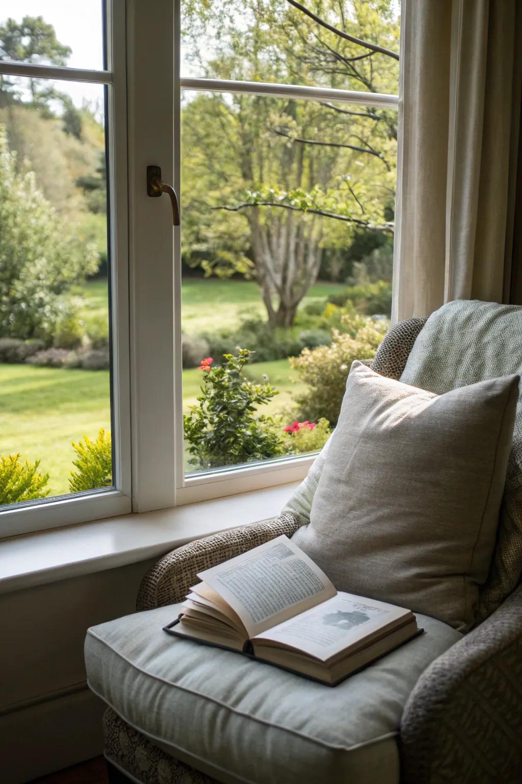 Natural views enhance the reading experience.