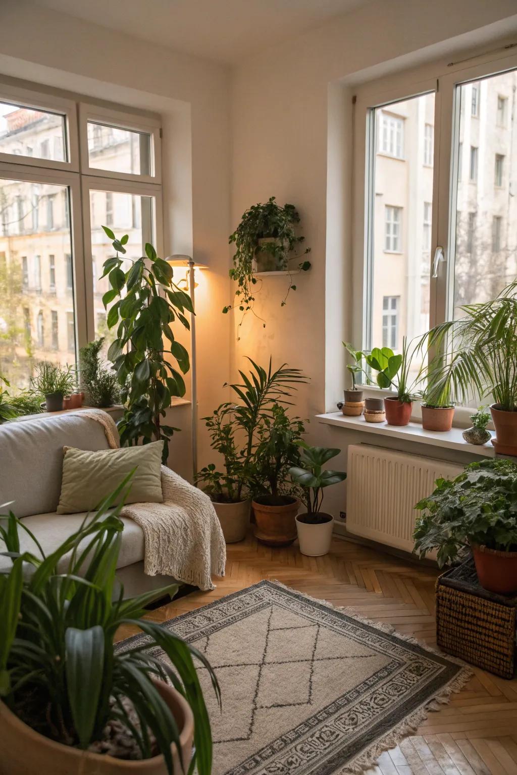 Greenery adds a refreshing touch to urban living spaces.