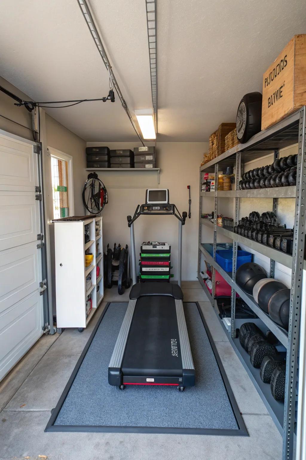 Organize your garage into functional workout zones.