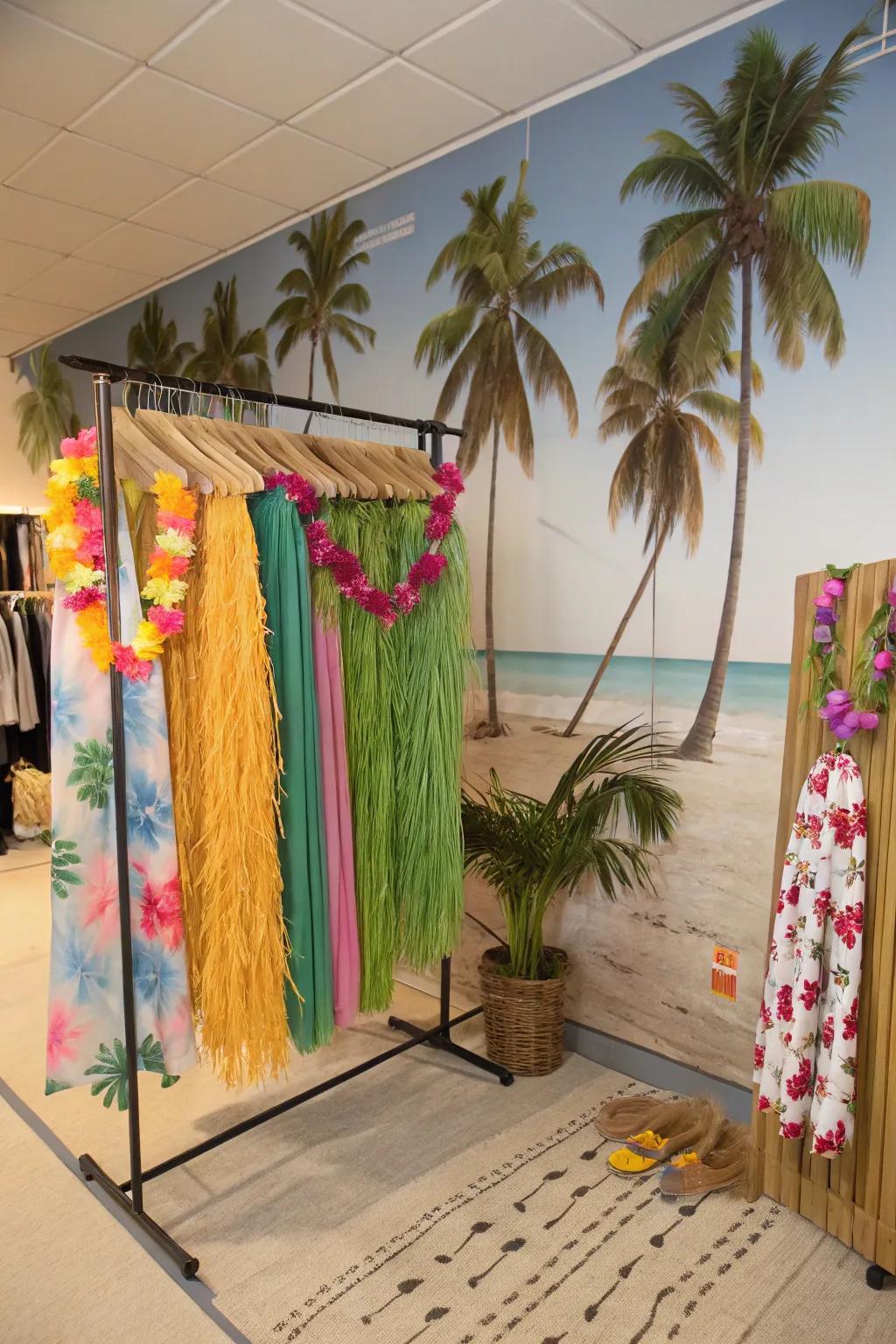 A tropical snapshot alcove designed to capture enjoyable party moments.