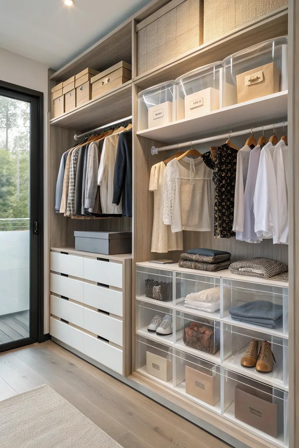 Clear storage options offer both practicality and style.