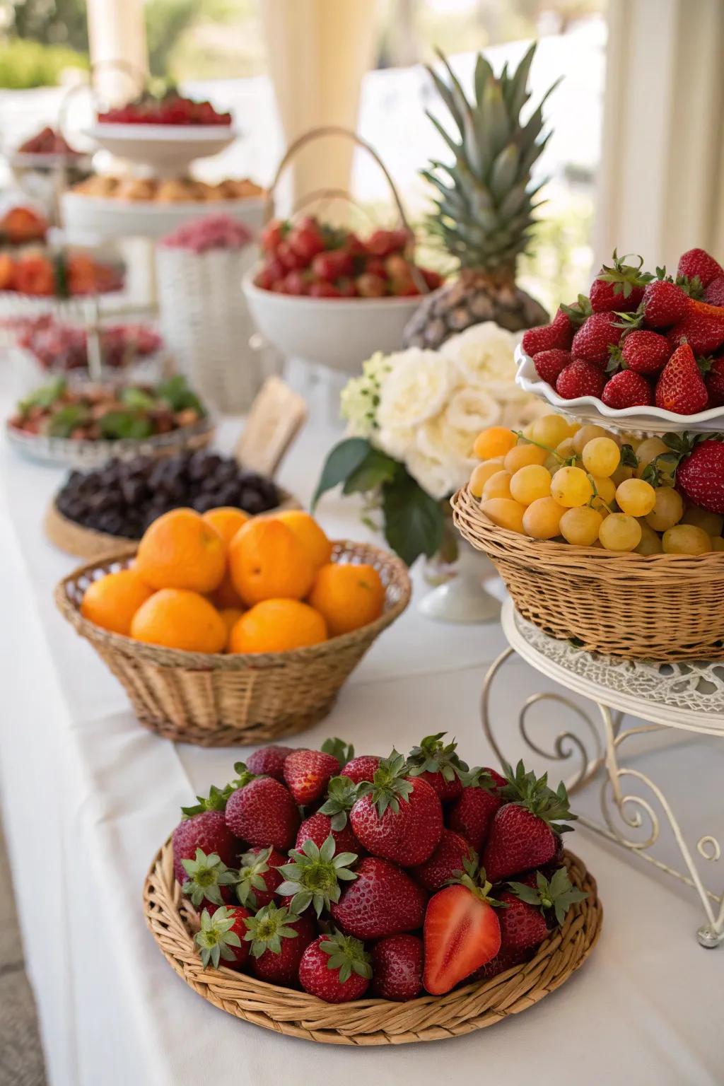 Fruit centerpieces offer a fresh and unexpected twist.