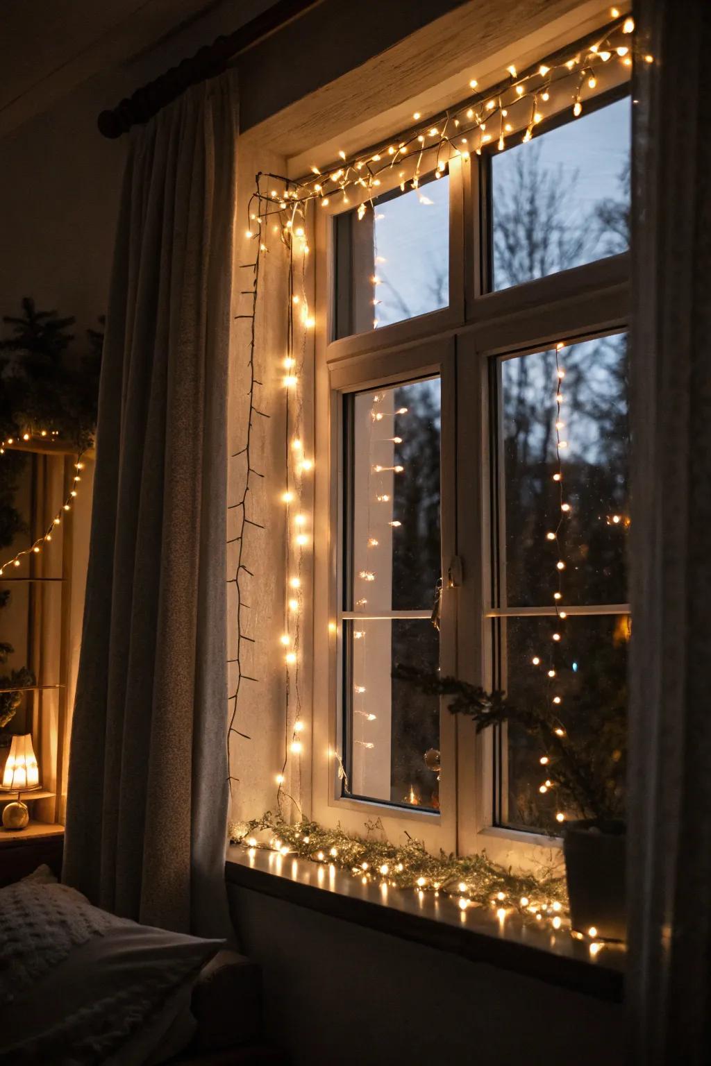 Enchanting illumination introduces a captivating dimension to window frames.